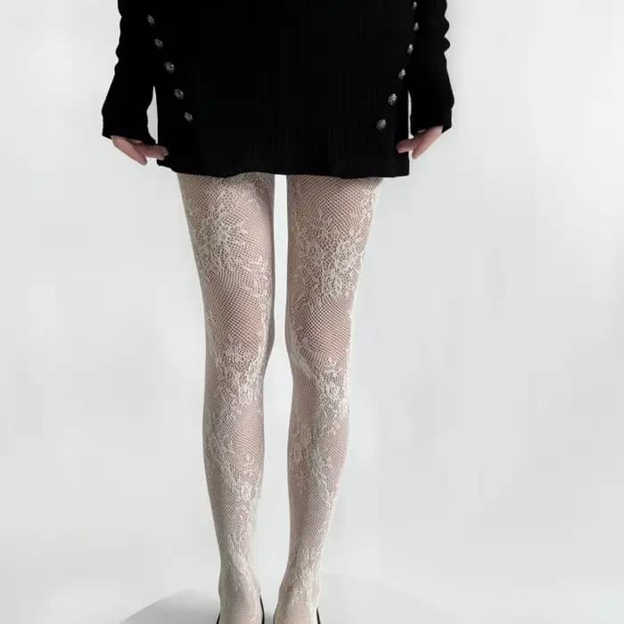 Collants en dentelle florale pour femmes