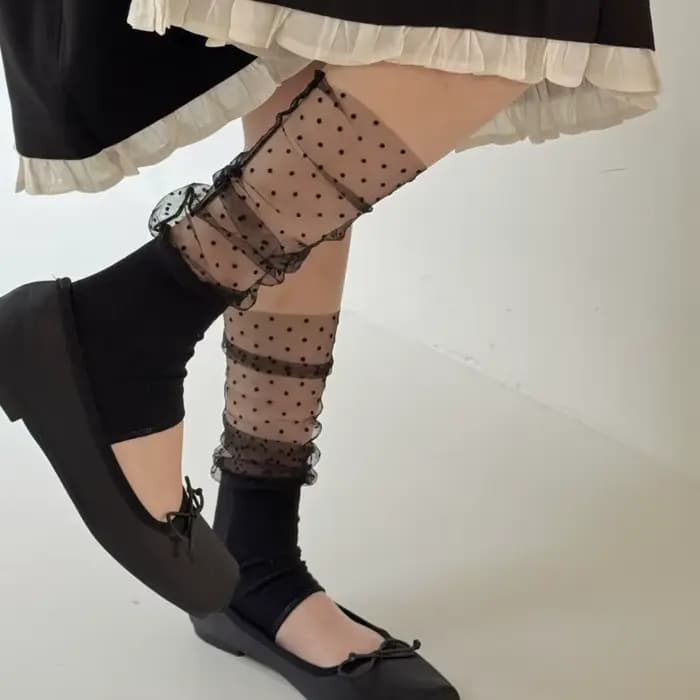 Chaussettes à pois en maille patchwork