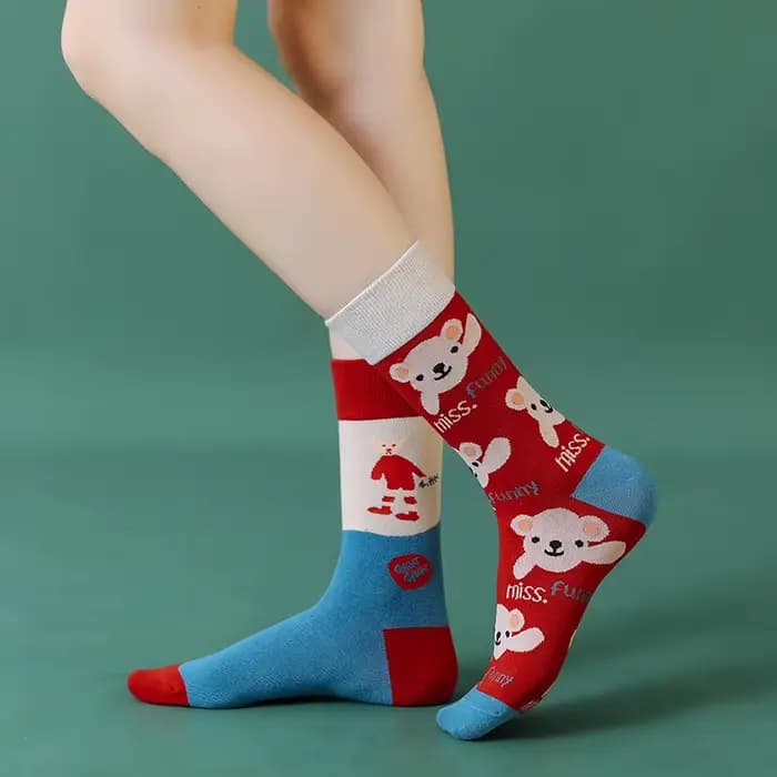 Chaussettes Asymétriques en Coton Peigné pour Femme