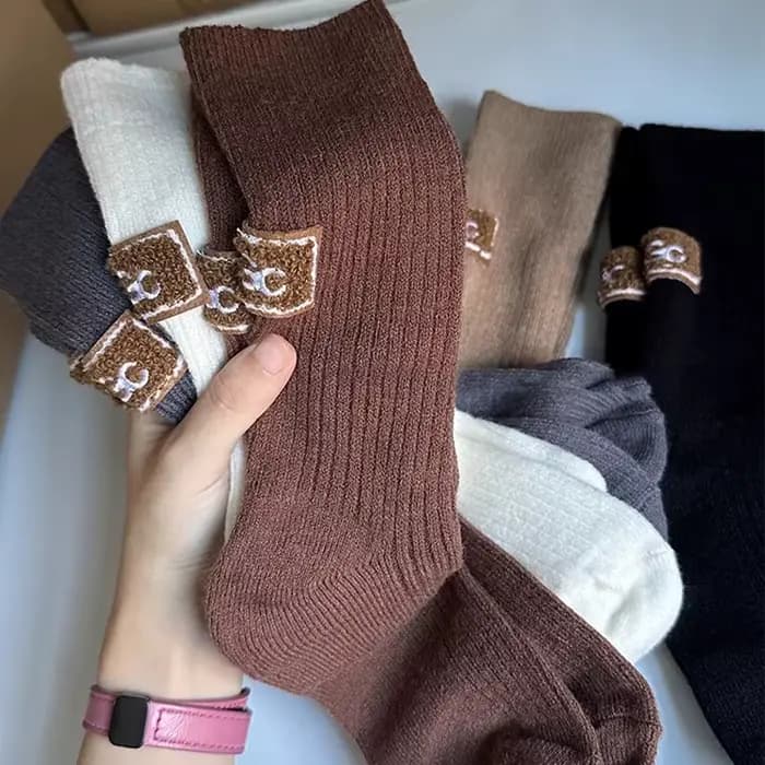 Chaussettes pour femmes Ins mi-tube chaussette garder au chaud tricoté femme botte de neige