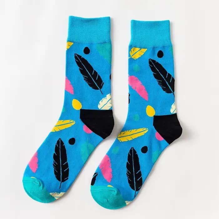 Femmes personnalité Couples drôle heureux chaussettes coton hommes chaussettes femme Soks oeuf lapin plume mouton chaussettes feuilles