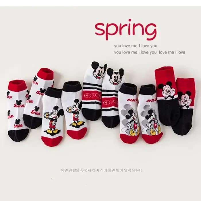5 paires Mickey enfants chaussette été maille respirant garçon chaussettes courtes drôle enfant dessin animé