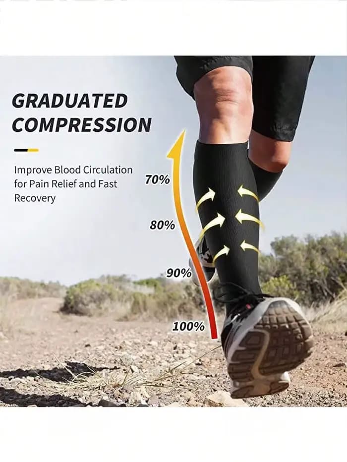 6 paires de chaussettes de compression – Design unisexe jusqu'aux genoux avec tissu doux et léger