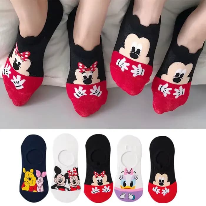 3/5 paires Disney été décontracté mignon femmes chaussettes animal dessin animé souris canard