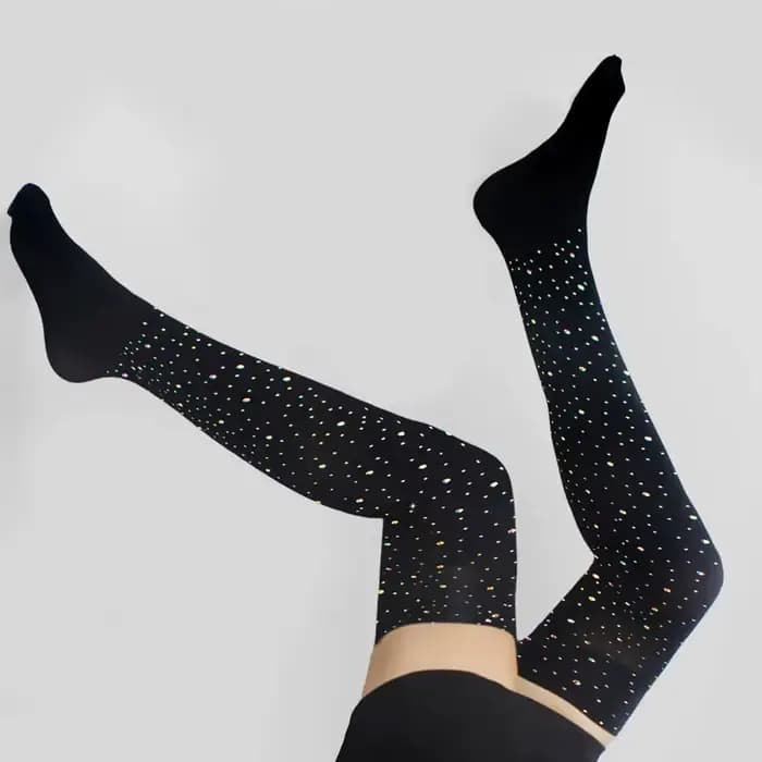 Chaussettes longues sexy avec diamants d'imitation pour femmes