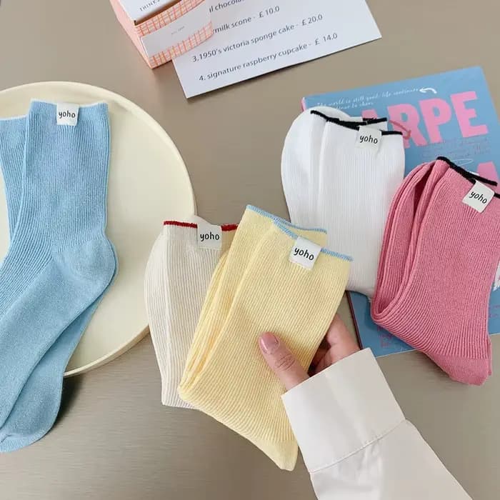 Chaussettes pour femmes, amusantes, printemps-été, Kawai, respirantes, ultra fines, mi-mollet, couleurs bonbons variées, mi-mollet, en coton, mode, douces