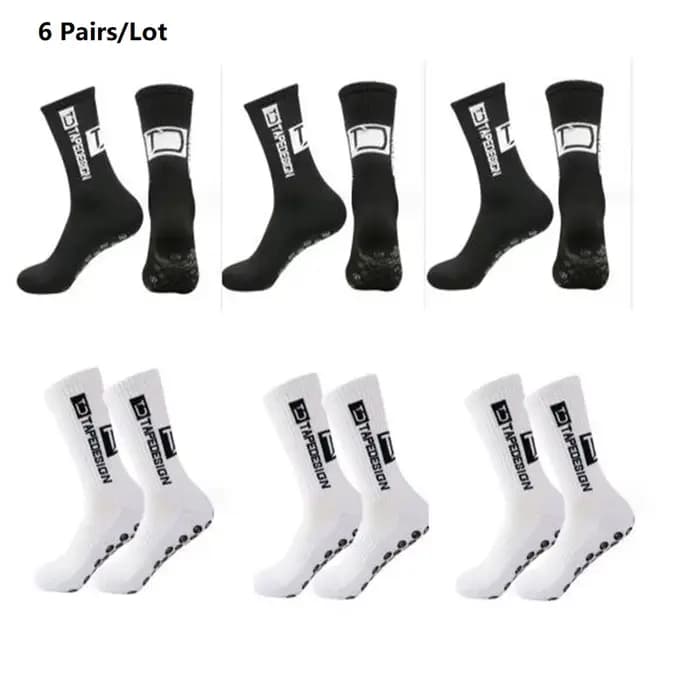 6 paires/lot 2024 nouveau ANTI SLIP Tapedesign chaussettes de Football mi-mollet antidérapant