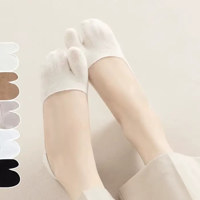Chaussettes antidérapantes invisibles à deux orteils pour femmes
