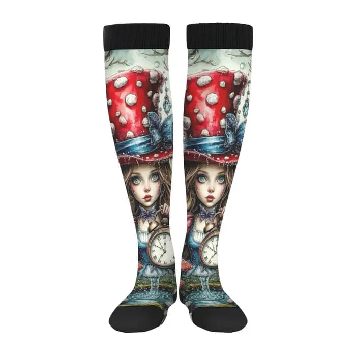 Une figure dans un chapeau en forme de champignon chaussettes Style rétro bas décontractés confortables chaud respirant chaussettes antidérapantes cadeau unisexe
