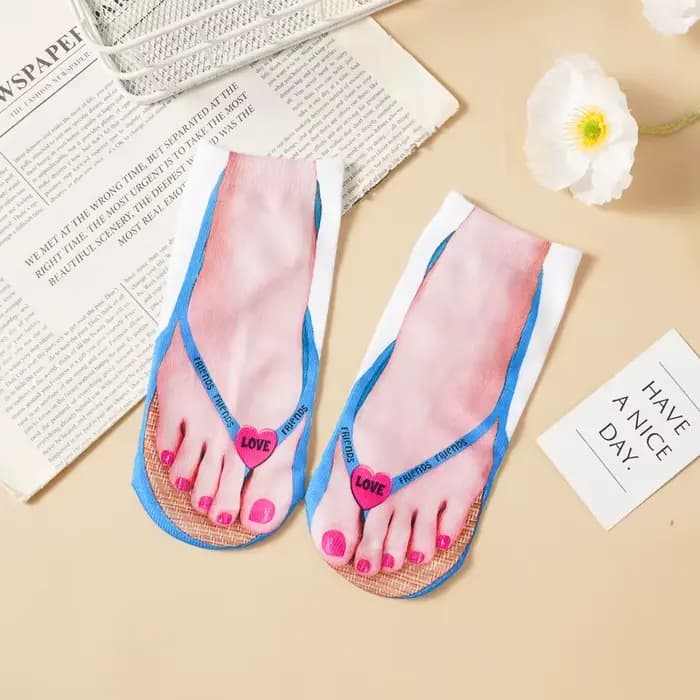 4 paires de chaussettes tongs imprimées en 3D