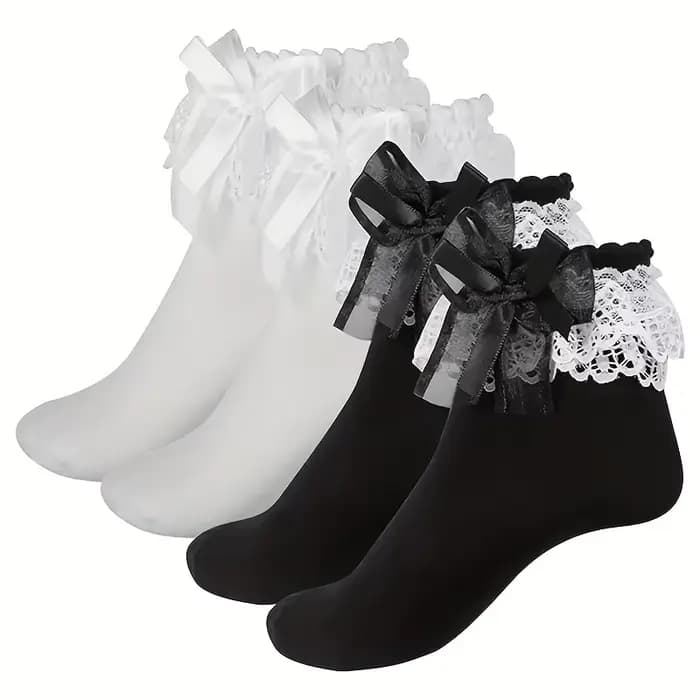 1 paire de chaussettes à volants pour femmes