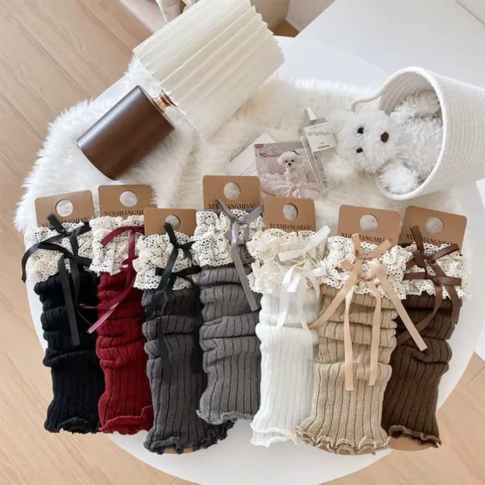 Chaussettes de bottes mollet femmes jambières cheville arc hiver chaud Stretch tricoté thermique dames épais laine manchette femme Lolita guêtre