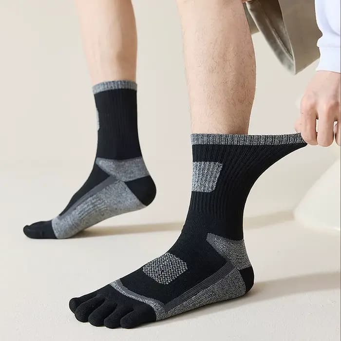 1 Paire de Chaussettes Athlétiques Mi-Mollet à Cinq Doigts pour Hommes et Femmes