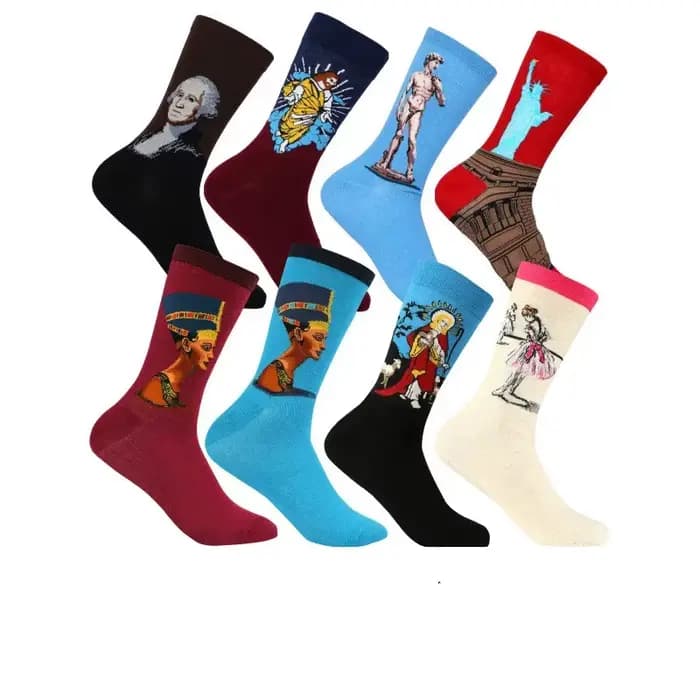1 paire hommes coton rétro abstrait peinture à l'huile Art chaussettes Shout moderne Van Gogh nuit étoilée bonne