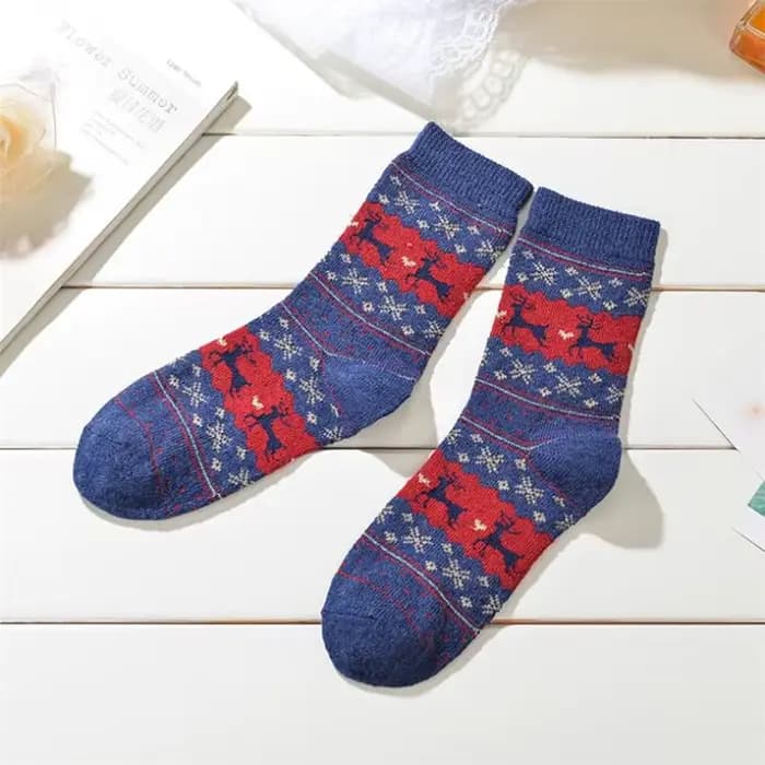 Chaussettes chaudes en laine pour femmes, jolies chaussettes de nuit à motifs d'élan moelleux pour dames, noël, animaux, pour dames et filles