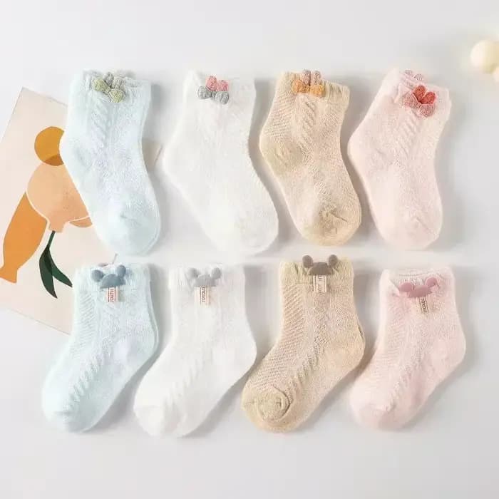 Chaussettes en Maille Respirante pour Bébé de 0 à 2 Ans, Accessoire Décoratif à Oreilles Rondes pour Nouveau-né Fille et Garçon, 1 Paire