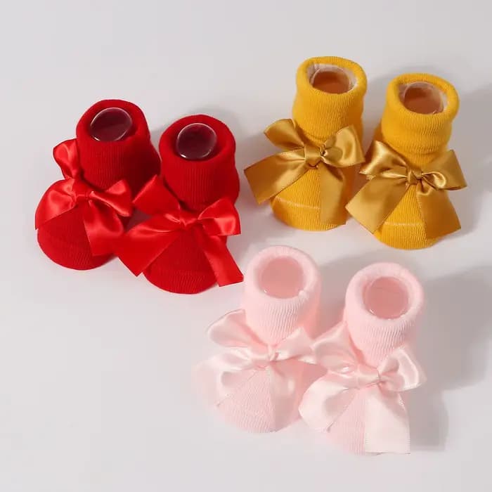 Chaussettes en coton pour bébé, chaussettes antidérapantes pour nouveau-né fille, Design avec nœud papillon mignon, printemps-automne