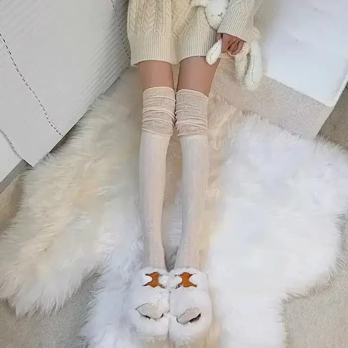 Bas de cuisse hauts pour femmes, chaussettes longues, sur le genou, thermique, chaud, coton, tube haut, leggings, monochromatique, document, femme, chimdécontracté