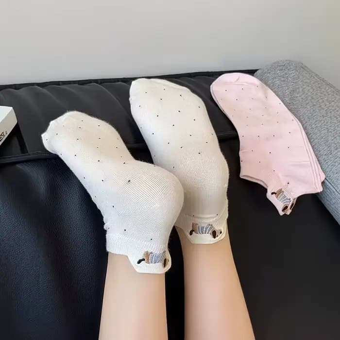 6 paires de chaussettes courtes colorées pour femmes, motif teckel de dessin animé, respirantes et confortables avec étiquettes d'identification, adaptées aux chaussettes fines d'été pour femmes, chau