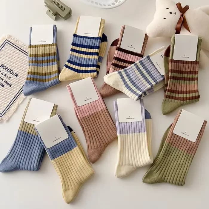 Chaussettes Vintage en coton tricoté pour femmes