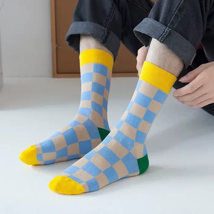Chaussettes unisexes pour hommes, femmes et couples, chaussettes en coton pour hommes, chaussettes à carreaux pour femmes, chaussettes de sport hip hop Harajuku, chaussettes courtes Calcetines Meia So
