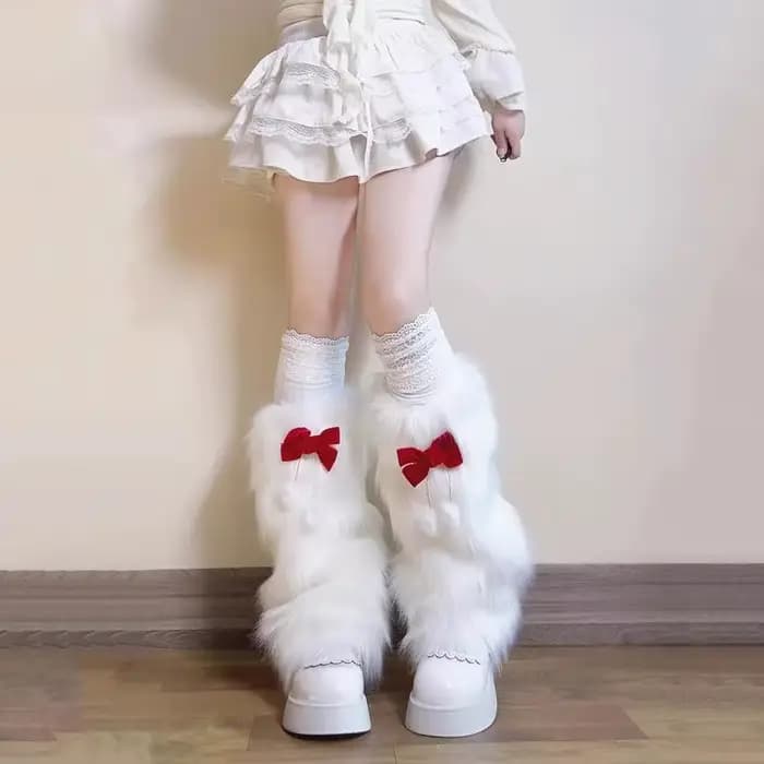 Guêtres en fausse fourrure blanche