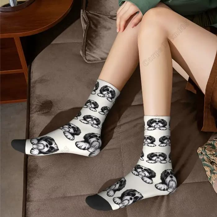 Chaussettes longues unisexes Shih Tzu, bas Harajuku, toutes saisons, accessoires de haute qualité, cadeaux de Noël