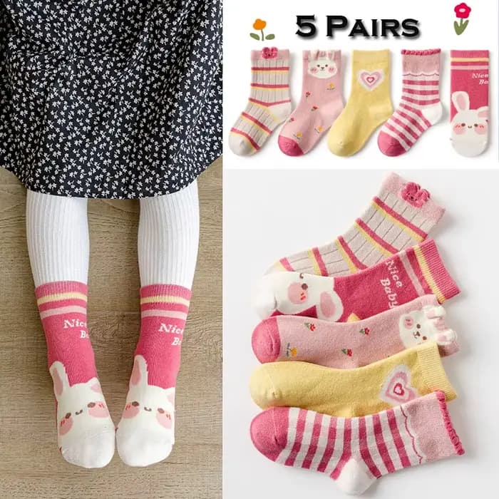 Chaussettes en coton rose pour bébés filles