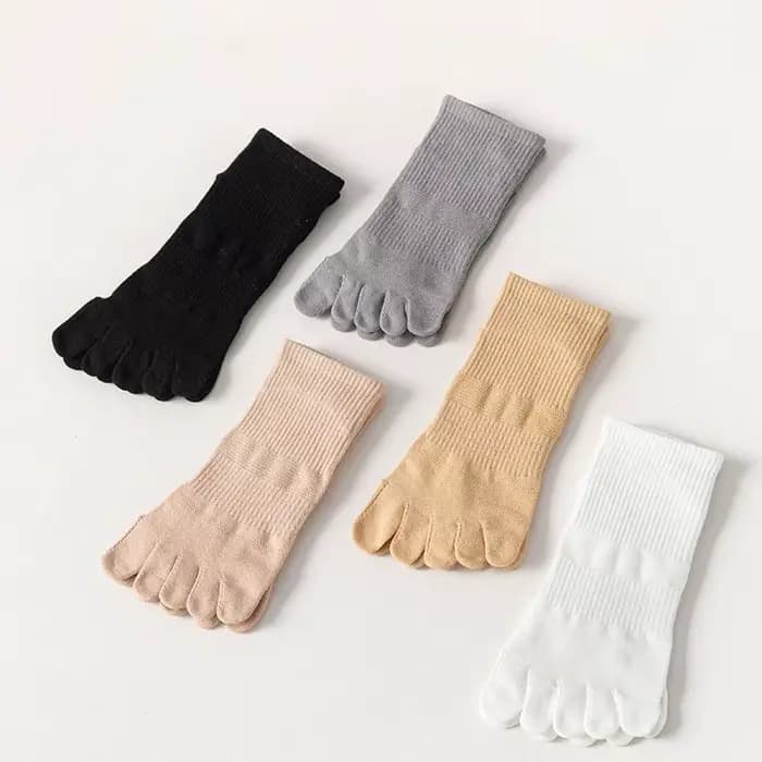 Chaussettes pour femmes printemps été couleur unie maille cinq doigts