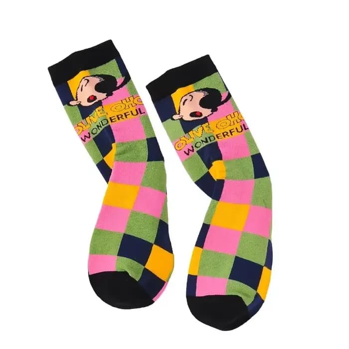 Chaussettes Tube rayées à carreaux colorés