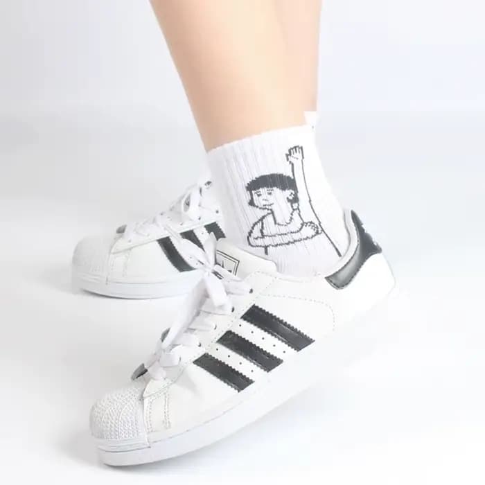 Harajuku – chaussettes courtes à motifs pour femmes, avec lettres de dessin animé, en coton, Cool, Hipster, Skateboard, cheville, amusantes