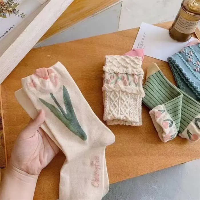 Ensemble de 4 paires de chaussettes florales pour femmes