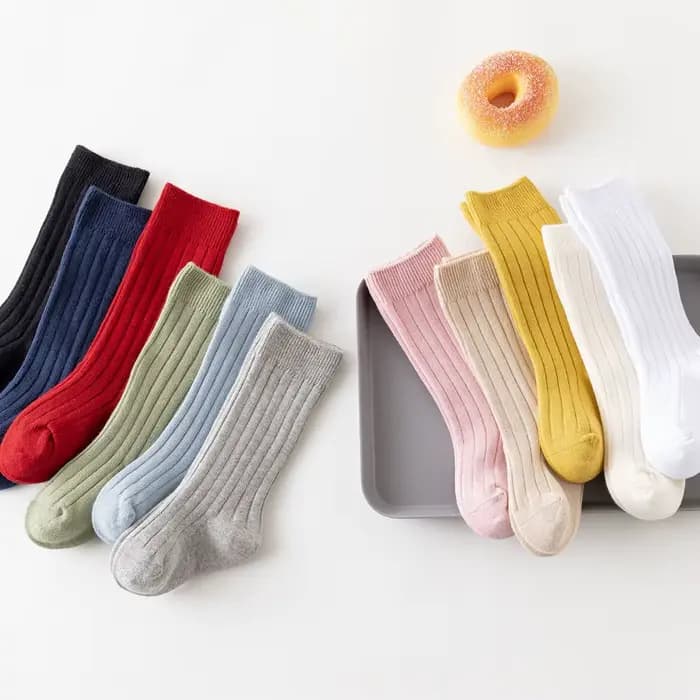 Chaussettes hautes en coton à rayures pour bébé fille et garçon de 0 à 3 ans
