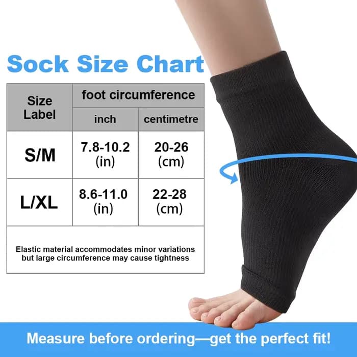 1 paire de chaussettes de neuropathie-thérapie de neurite périphérique Compression diabétique bout ouvert manchons de