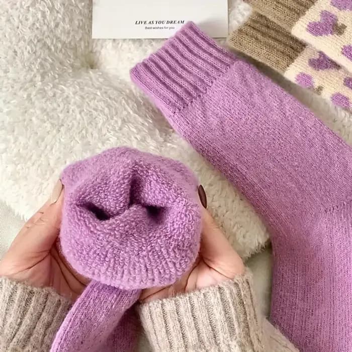4 paires de chaussettes mi-longues pour femmes, à la mode, polyvalentes, violettes, en forme de cœur, douces, chaudes, confortables, décontractées, longues, automne hiver