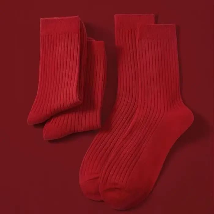 1 paire de chaussettes de vacances rouges unisexes