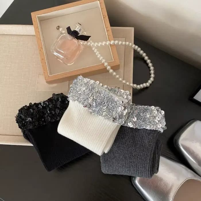 Chaussettes scintillantes en coton pour filles