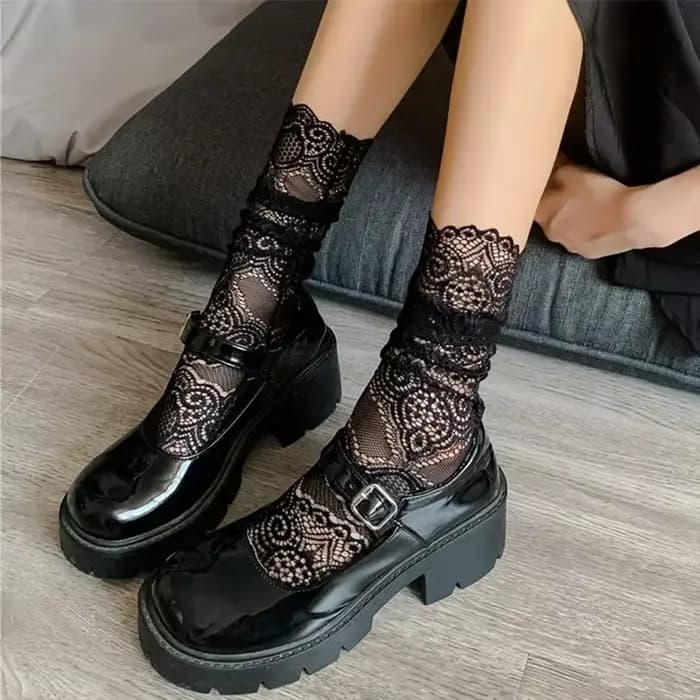 Chaussettes Sexy en dentelle florale pour femmes