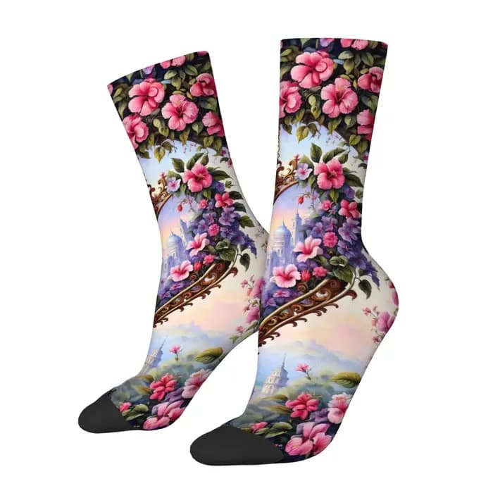 Fantaisie Art Floral chaussettes Style Harajuku décontracté mode hommes