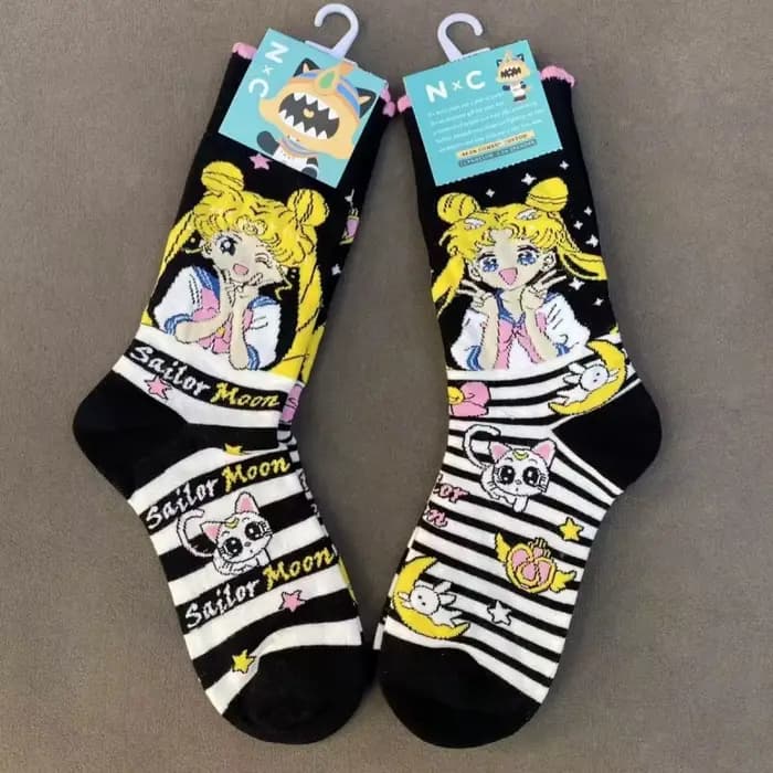 Chaussettes en coton Sailor Moon Tsukino Usagi, mignonnes, douces, confortables, désodorisantes, mi-hautes, multi-usages, pour la maison, cadeaux