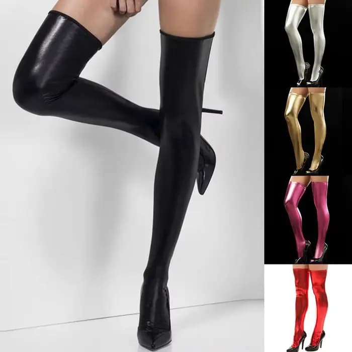 Chaussettes Hautes en Cuir PU pour Femme