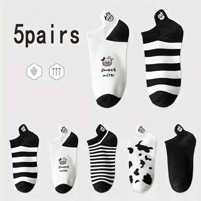 10 paires de chaussettes à motifs de dessin animé pour femmes