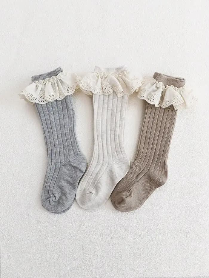3 paires de chaussettes hautes pour bébés filles