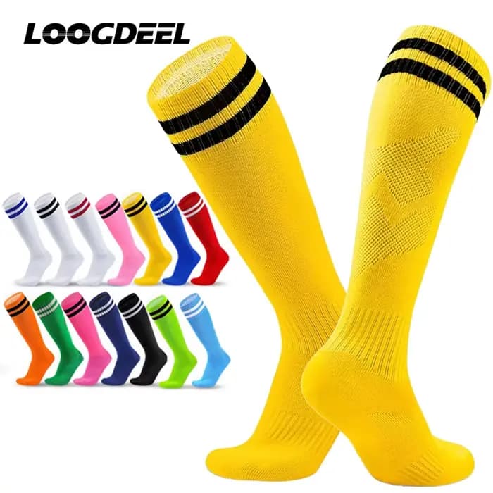 Loogdeel chaussettes de Football antidérapantes résistantes à l'usure chaussettes de sport professionnelles enfant adulte athlètes sur le genou chaussettes de Football à Tube haut