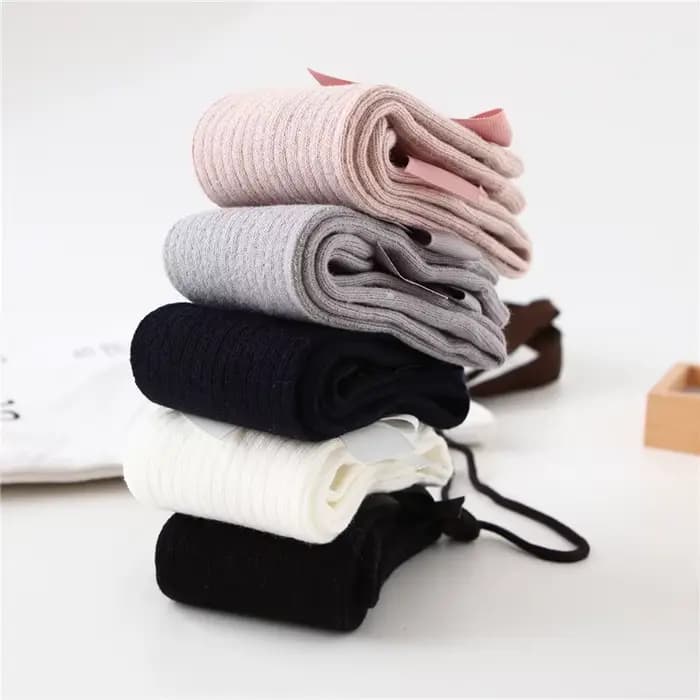 Chaussettes solides pour enfants avec nœuds, chaussettes en coton pour bébés filles, chaussettes longues douces pour tout-petits, chaussettes hautes de princesse pour filles, 2024