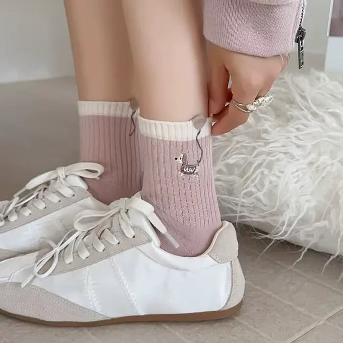 Chaussettes tricotées en coton pour femmes