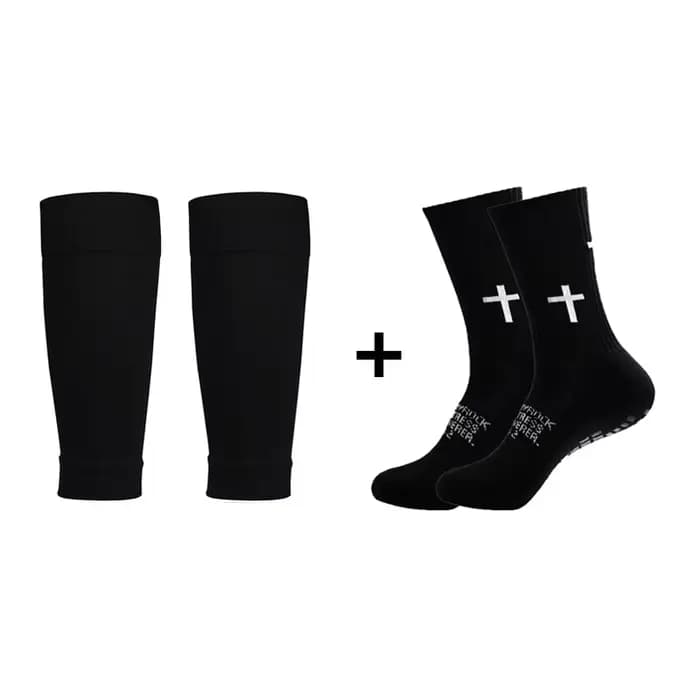 Ensemble de 2 paires de chaussettes de Football antidérapantes et genouillères