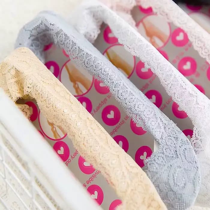 5 paires femmes chaussette été couleur unie dentelle bouche peu profonde Silicone Anti-perte semelle anti-dérapant décontracté respirant Invisible chaussettes
