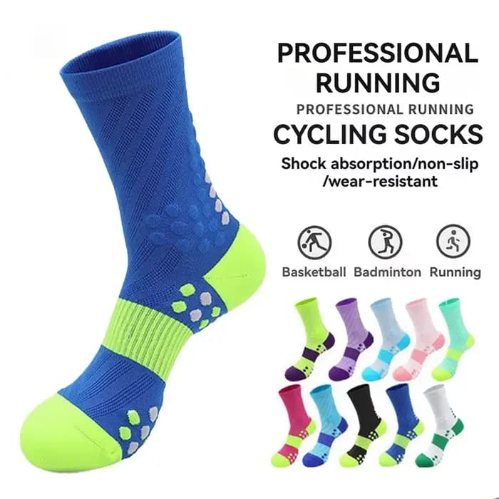 Loogdeel Colorblock Marathon Sport équipage chaussette pour homme femme adulte adolescent cyclisme Football chaussettes de Compression