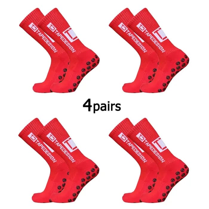 4 paires/lot, chaussettes de football antidérapantes avec bande adhésive, mi-mollet, antidérapantes, pour le sport, le cyclisme, pour hommes, EU38-45, nouvelle collection 2024
